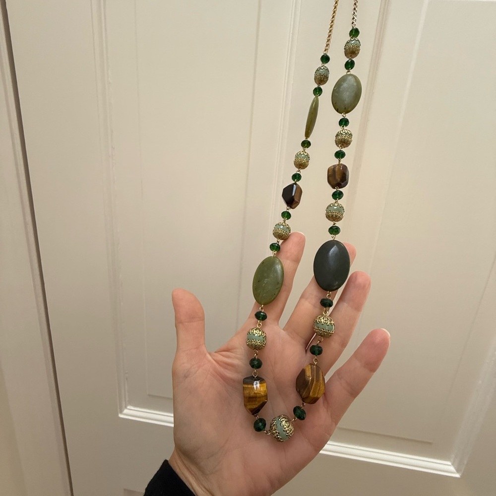 Green and Brown Beaded Necklace